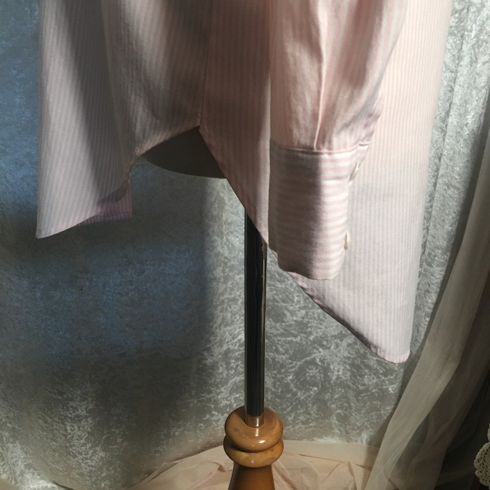 Zara Basic Pin Stripe Button Down High/Low Hem Sh… - image 8